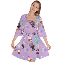 Purple Krampus Christmas Velour Kimono Dress