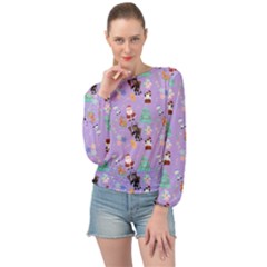 Purple Krampus Christmas Banded Bottom Chiffon Top