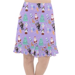 Purple Krampus Christmas Fishtail Chiffon Skirt