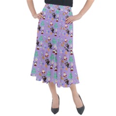 Purple Krampus Christmas Midi Mermaid Skirt