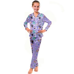 Purple Krampus Christmas Kid s Satin Long Sleeve Pajamas Set