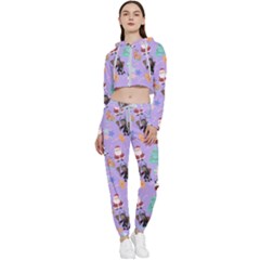 Purple Krampus Christmas Cropped Zip Up Lounge Set