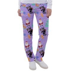 Purple Krampus Christmas Women s Casual Pants