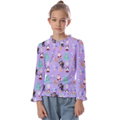 Purple Krampus Christmas Kids  Frill Detail Tee