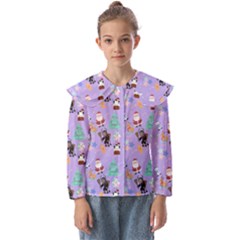 Purple Krampus Christmas Kids  Peter Pan Collar Blouse