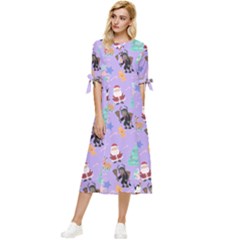 Purple Krampus Christmas Bow Sleeve Chiffon Midi Dress