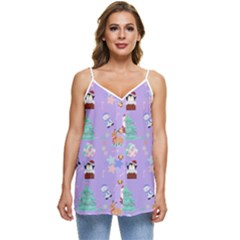 Purple Krampus Christmas Casual Spaghetti Strap Chiffon Top