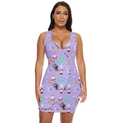 Purple Krampus Christmas Draped Bodycon Dress