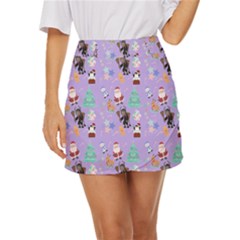 Purple Krampus Christmas Mini Front Wrap Skirt