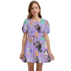 Purple Krampus Christmas Kids  Short Sleeve Dolly Dress