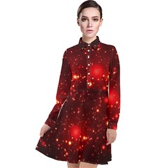 Firework-star-light-design Long Sleeve Chiffon Shirt Dress