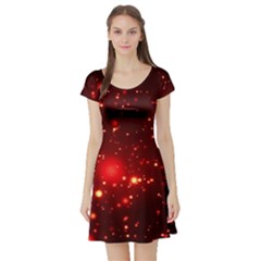 Firework-star-light-design Short Sleeve Skater Dress