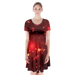 Firework-star-light-design Short Sleeve V-neck Flare Dress by Jancukart