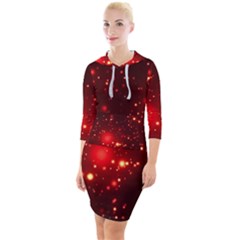 Firework-star-light-design Quarter Sleeve Hood Bodycon Dress by Jancukart