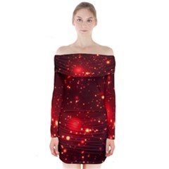 Firework-star-light-design Long Sleeve Off Shoulder Dress by Jancukart