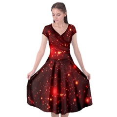 Firework-star-light-design Cap Sleeve Wrap Front Dress