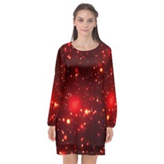 Firework-star-light-design Long Sleeve Chiffon Shift Dress  by Jancukart