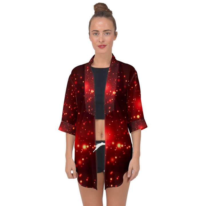 Firework-star-light-design Open Front Chiffon Kimono