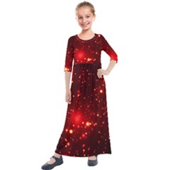 Firework-star-light-design Kids  Quarter Sleeve Maxi Dress