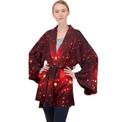 Firework-star-light-design Long Sleeve Velvet Kimono 