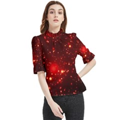 Firework-star-light-design Frill Neck Blouse