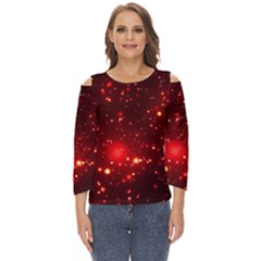 Firework-star-light-design Cut Out Wide Sleeve Top