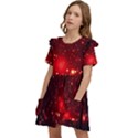 Firework-star-light-design Kids  Frilly Sleeves Pocket Dress View3