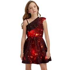 Firework-star-light-design Kids  One Shoulder Party Dress