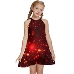 Firework-star-light-design Kids  Halter Collar Waist Tie Chiffon Dress