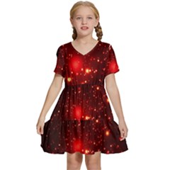 Firework-star-light-design Kids  Short Sleeve Tiered Mini Dress