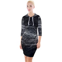 Flash-electricity-energy-current Quarter Sleeve Hood Bodycon Dress by Jancukart