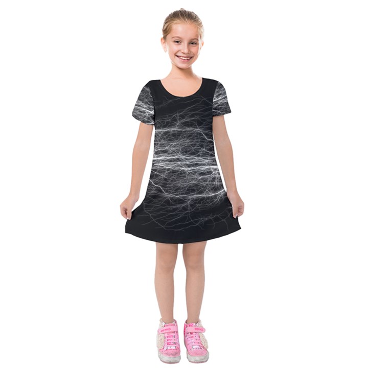 Flash-electricity-energy-current Kids  Short Sleeve Velvet Dress