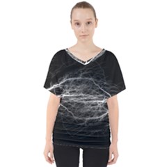 Flash-electricity-energy-current V-neck Dolman Drape Top