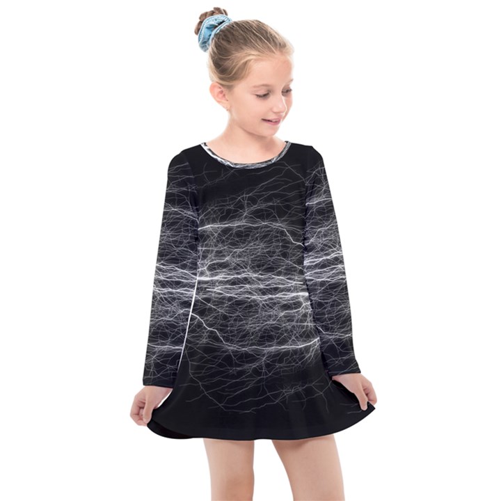 Flash-electricity-energy-current Kids  Long Sleeve Dress