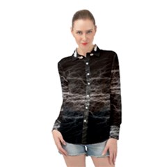 Flash-electricity-energy-current Long Sleeve Chiffon Shirt