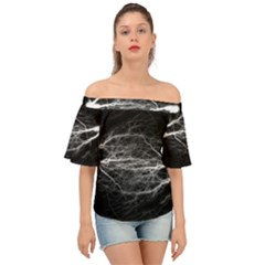 Flash-electricity-energy-current Off Shoulder Short Sleeve Top