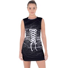 Flash-electricity-energy-current Lace Up Front Bodycon Dress