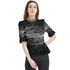 Flash-electricity-energy-current Frill Neck Blouse