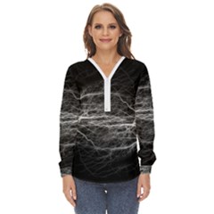 Flash-electricity-energy-current Zip Up Long Sleeve Blouse