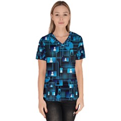 Smartphone-system-web-news Women s V-neck Scrub Top