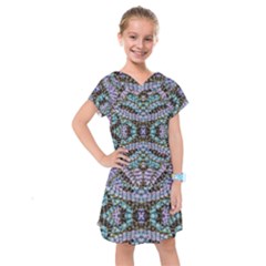 Pastels Repeats Kids  Drop Waist Dress by kaleidomarblingart