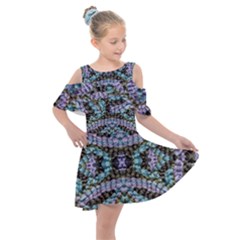 Pastels Repeats Kids  Shoulder Cutout Chiffon Dress by kaleidomarblingart