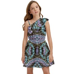 Pastels Repeats Kids  One Shoulder Party Dress