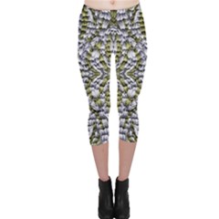 Acid Green Repeats I Capri Leggings  by kaleidomarblingart