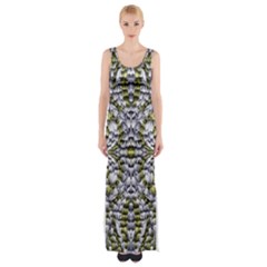 Acid Green Repeats I Thigh Split Maxi Dress by kaleidomarblingart