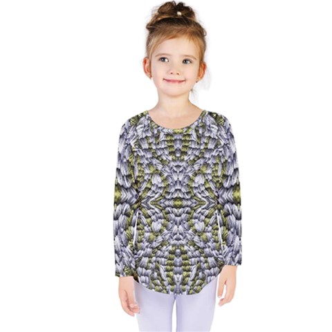 Acid Green Repeats I Kids  Long Sleeve Tee by kaleidomarblingart