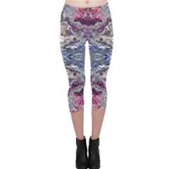 Abstract Pouring Capri Leggings  by kaleidomarblingart