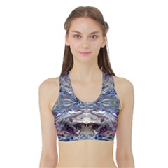 Abstract Pouring Sports Bra With Border by kaleidomarblingart