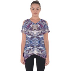 Abstract Pouring Cut Out Side Drop Tee by kaleidomarblingart