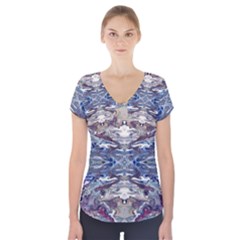 Abstract Pouring Short Sleeve Front Detail Top by kaleidomarblingart